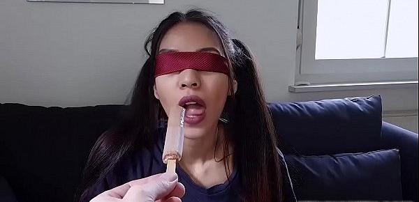  Sexy asian babe Kim Rose gets bored during quarantine  so she swallows her hot roommates giant cock like a tasty popsicle.